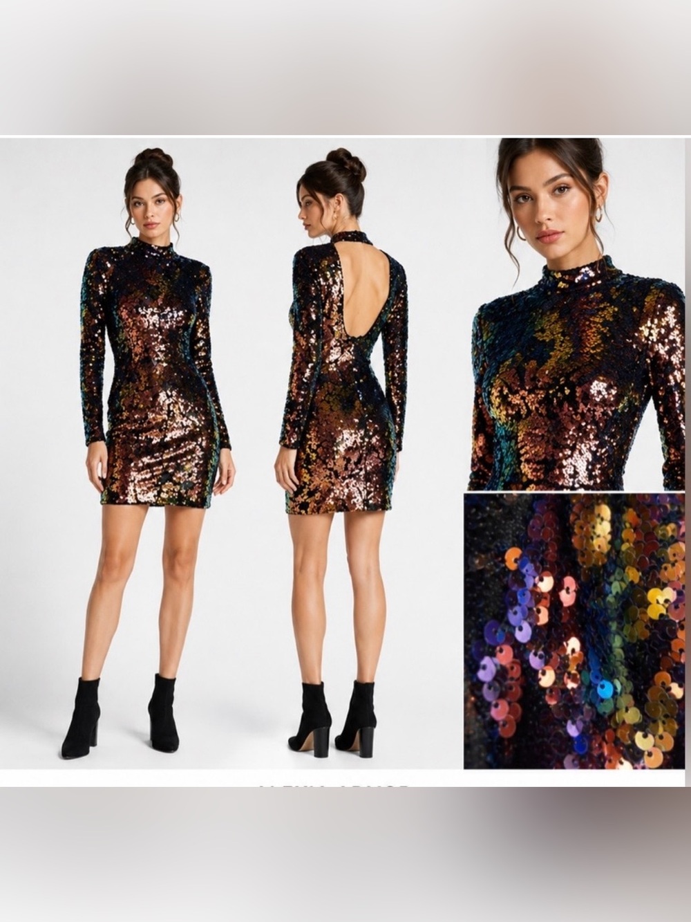 Alexia Admor sequin mini dress open back multicolor bodycon NWT SZ Medium